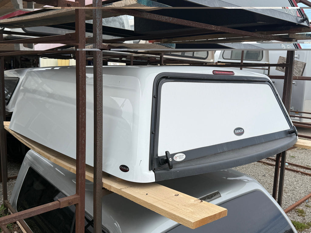 Used Dodge Ram Crew Cab 5.7 extra Short Bed fiberglass truck cap topper fits 2019-2025 LOCATION: A-3-2  CODE: CNMM522